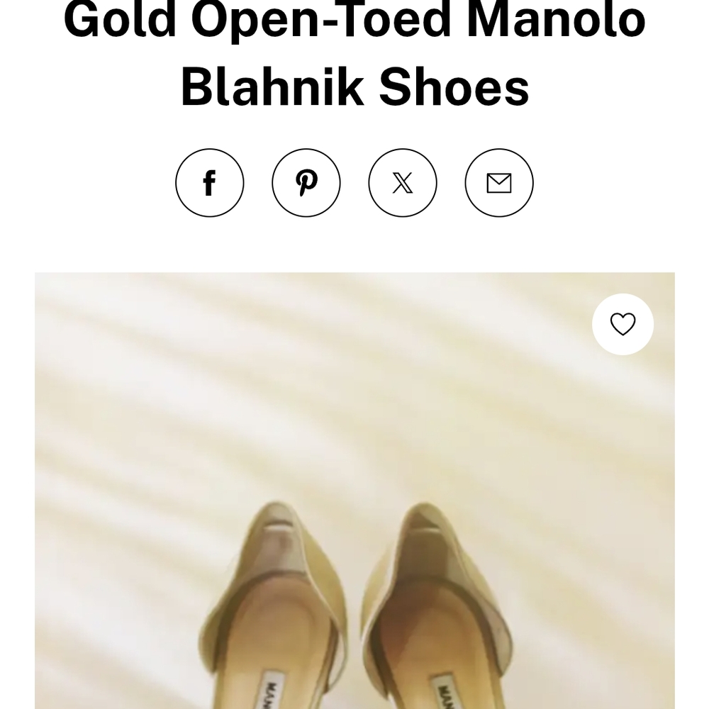 Manolo Blahnik Gold Open-Toed Shoes